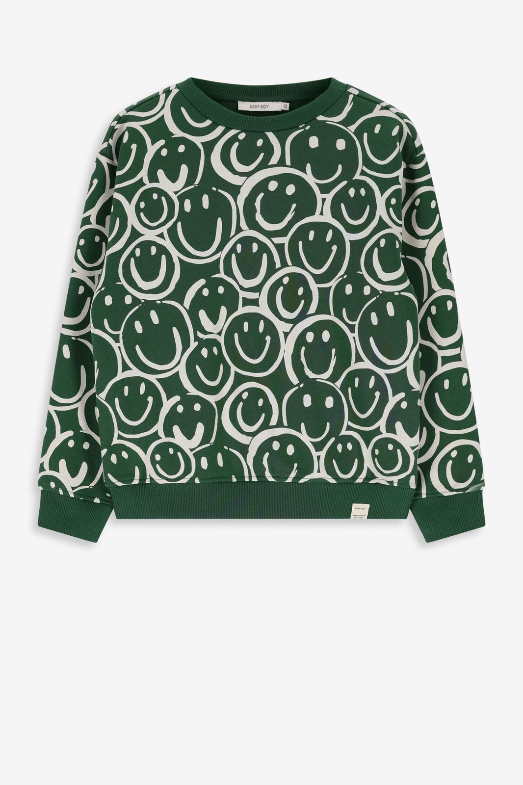 Groene sweater met smiley print
