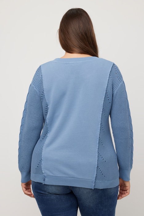Sweatshirt, Strickeinsatz, Classic, Rundhals, Langarm