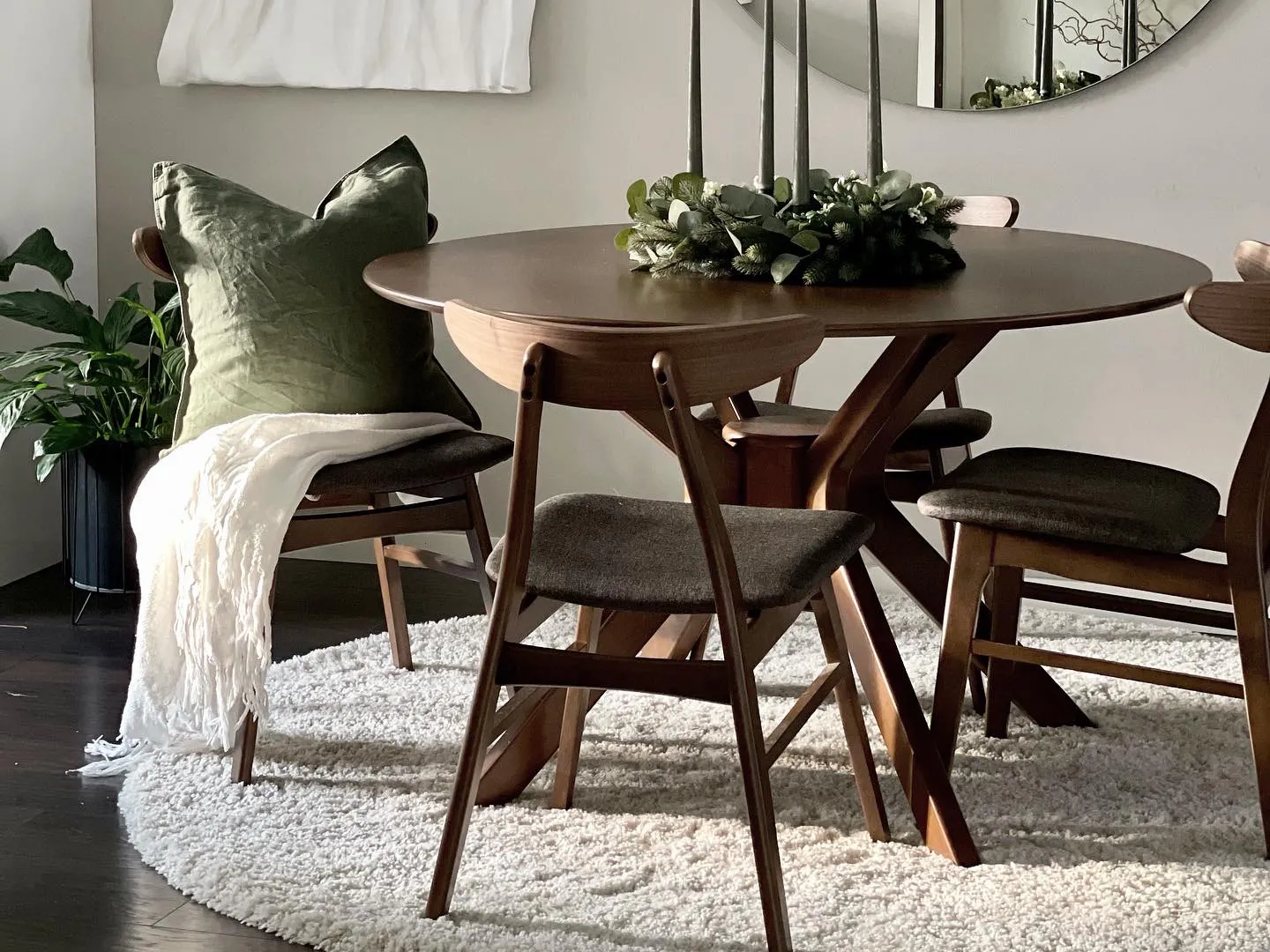 Set van 2 eetkamerstoelen LYNN Hout Donkerbruin/grijs