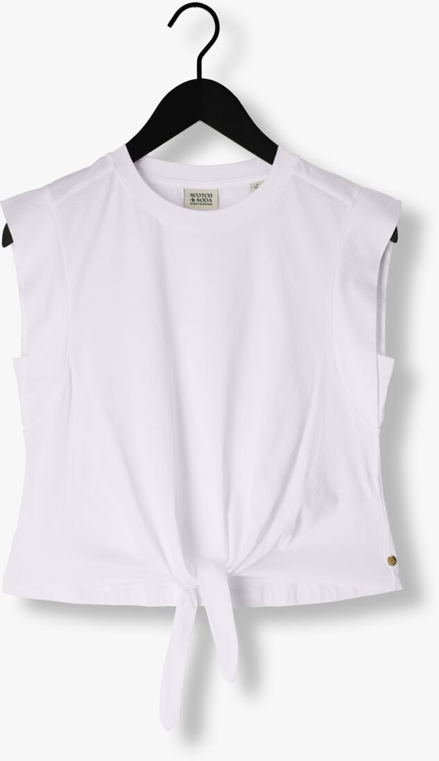 SCOTCH & SODA witte scotch & soda top relaxed-fit knotted t-shirt