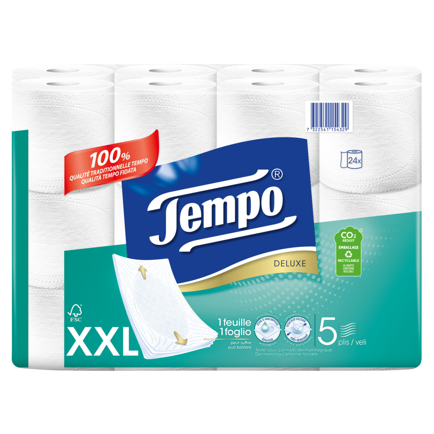 Tempo 5-lagig 24 Rollen