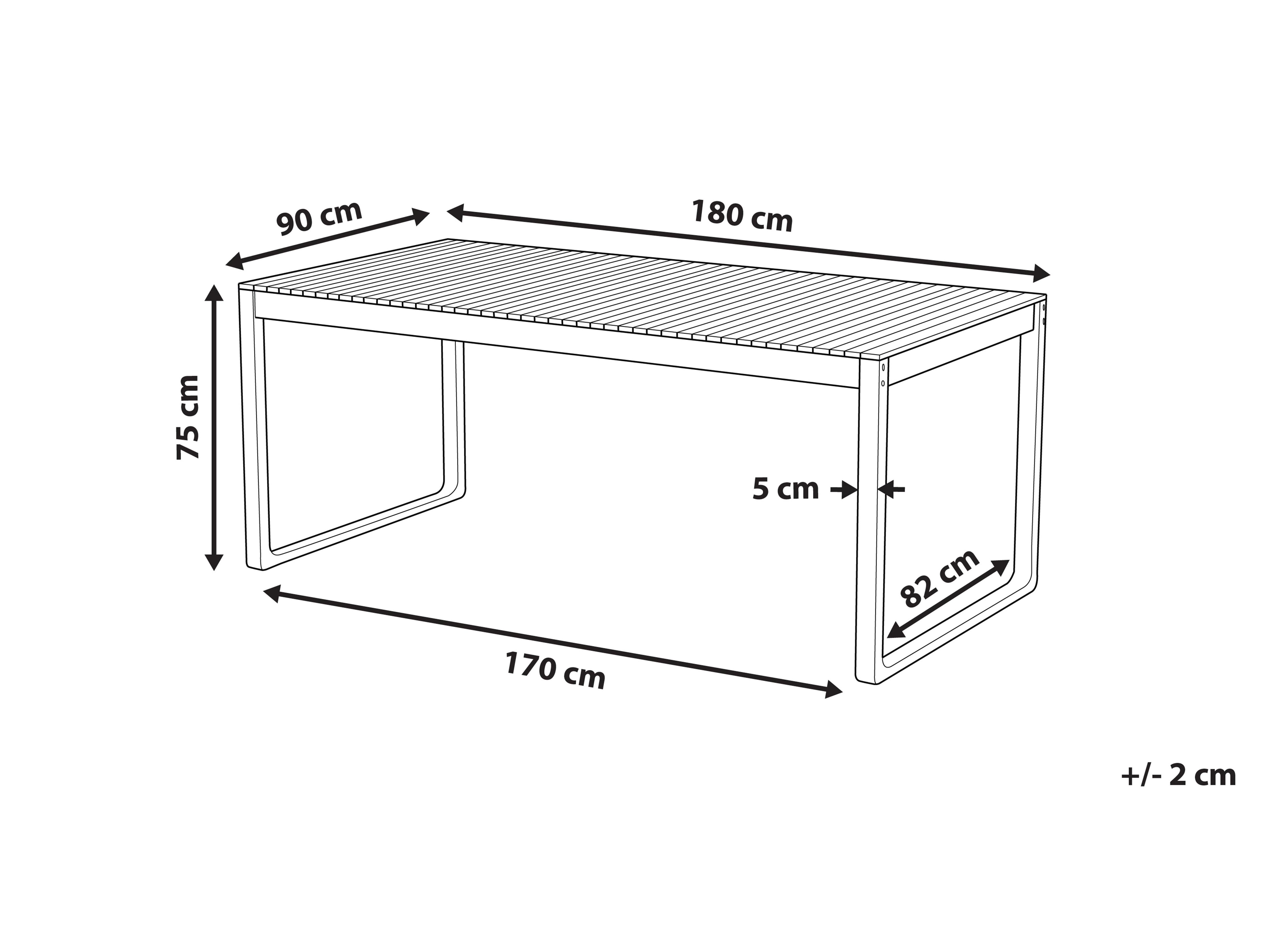 Tuin eettafel SASSARI II 180 cm 90 cm Gecertificeerd acaciahout Lichtbruin