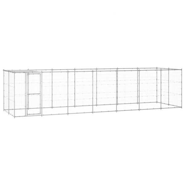 Canil de Exterior com Telhado 16,94 M² Aço Galvanizado - 3082305