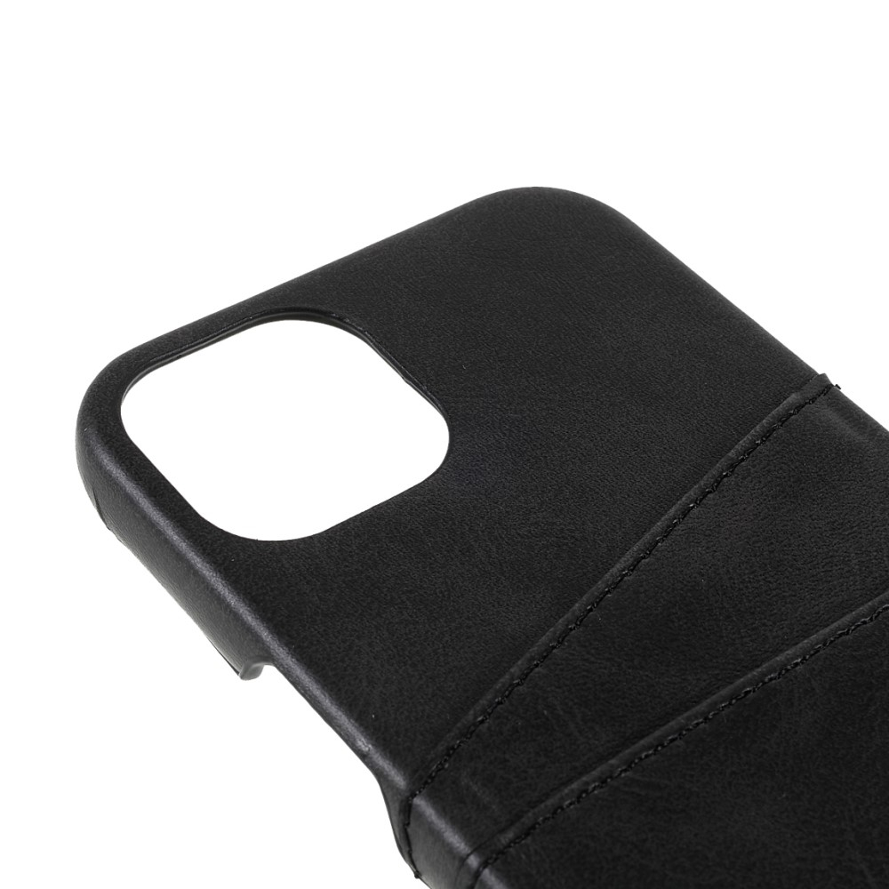 iPhone 13 Leder Hülle Snap Case   Kartenfach - Schwarz