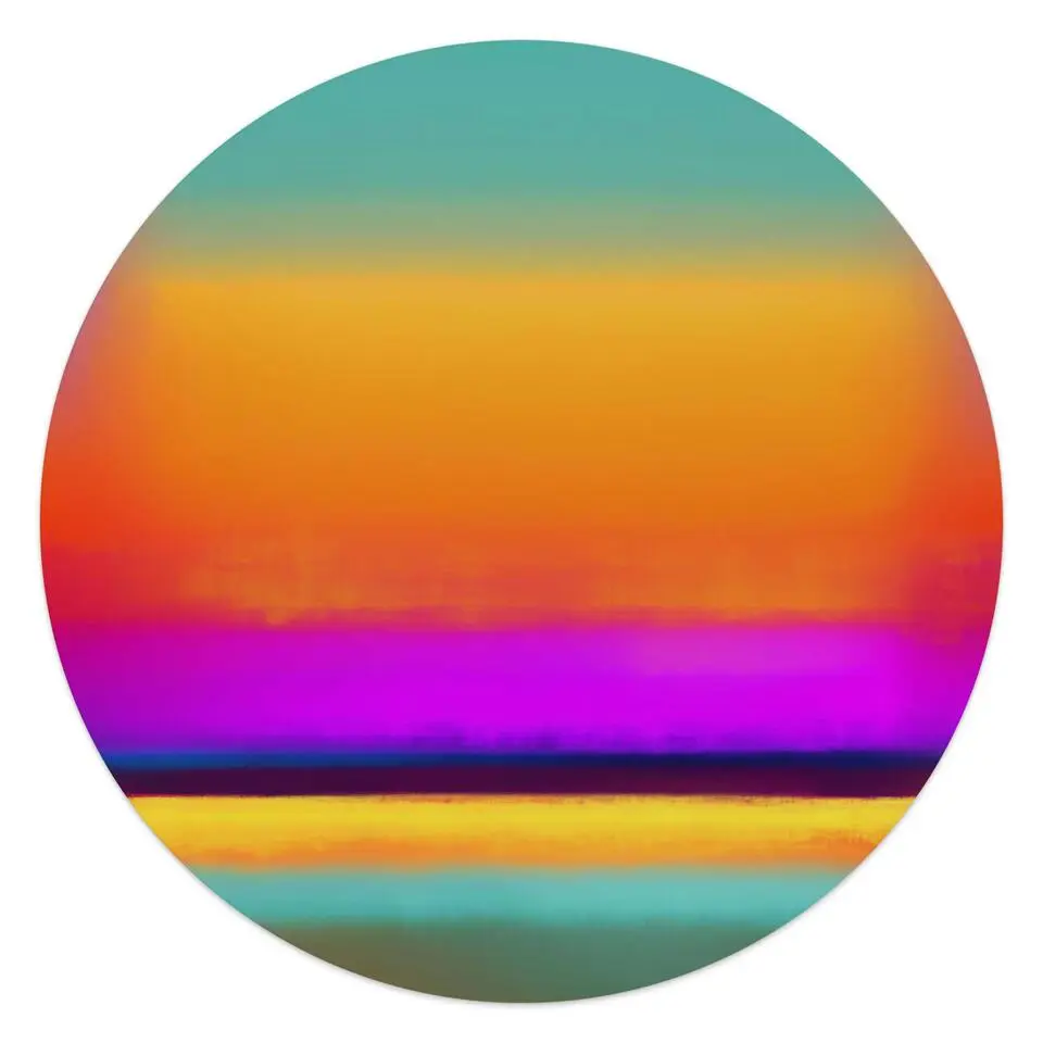 Glasschilderij Kleurrijke horizon - Ø 50cm - Bont