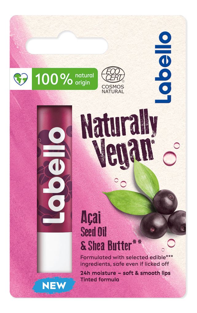 Labello Naturally Vegan Acai Seed Oil & Shea Butter - 5,2 ml.