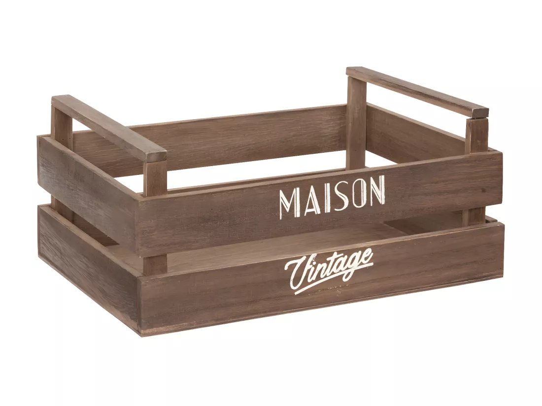 Lot de 3 Caisses de rangement Cagettes en Bois Marron Vintage L 35 L 29 et L 23 cm