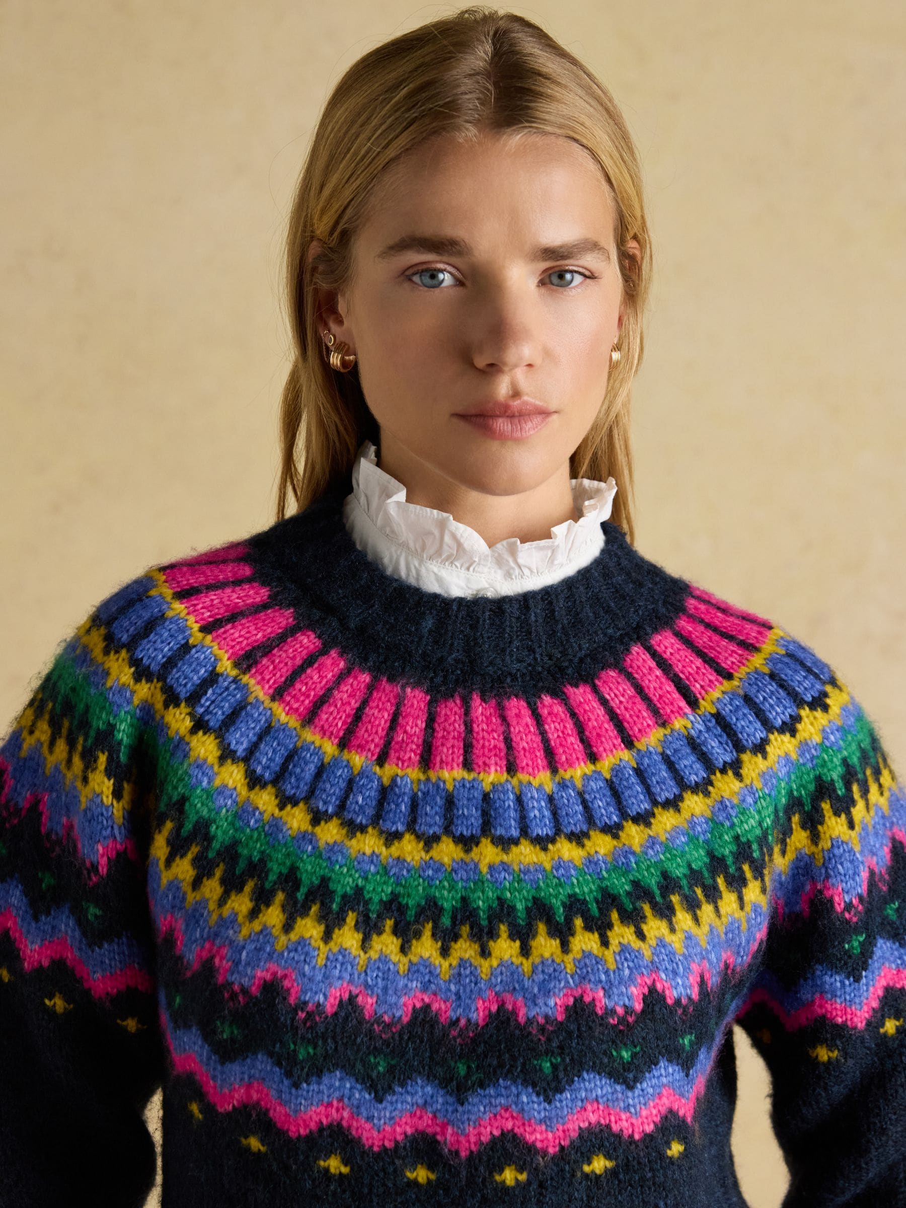 Marineblauw - Joules Charlie Fair Isle Knitted Jumper