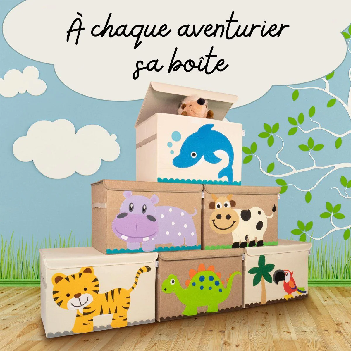 Boîte de rangement en tissu pour enfant grand modèle 