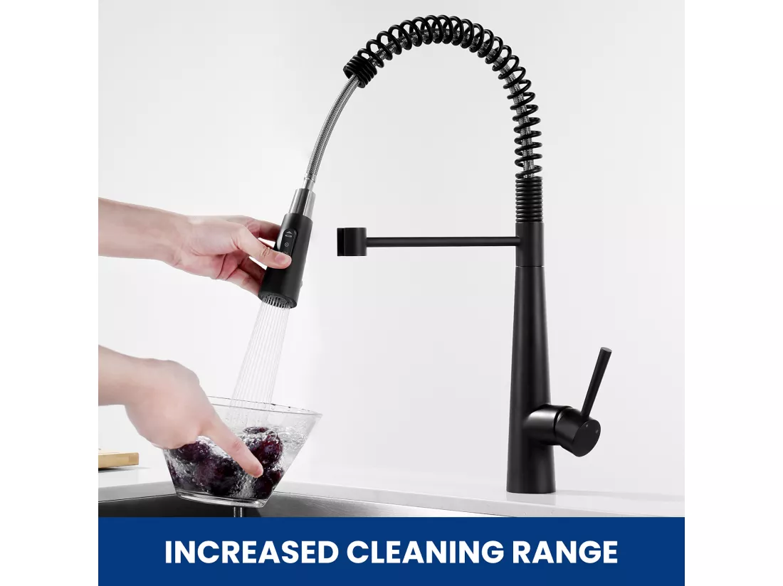 Mitigeur Cuisine à Ressort Cecipa max avec 3 Modes de Sortie D'eau - Mitigeur de Evier Noir avec Douchette Extractible Pivotant à 360°,EU Modèle