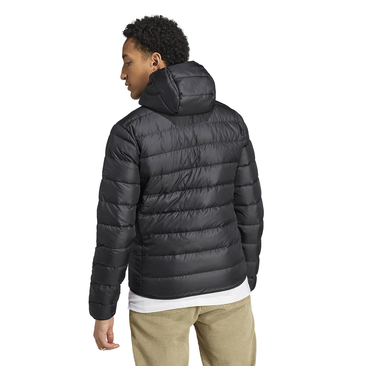adidas Performance<br>Jaqueta de plumas leve com zíper e capuz Essentials