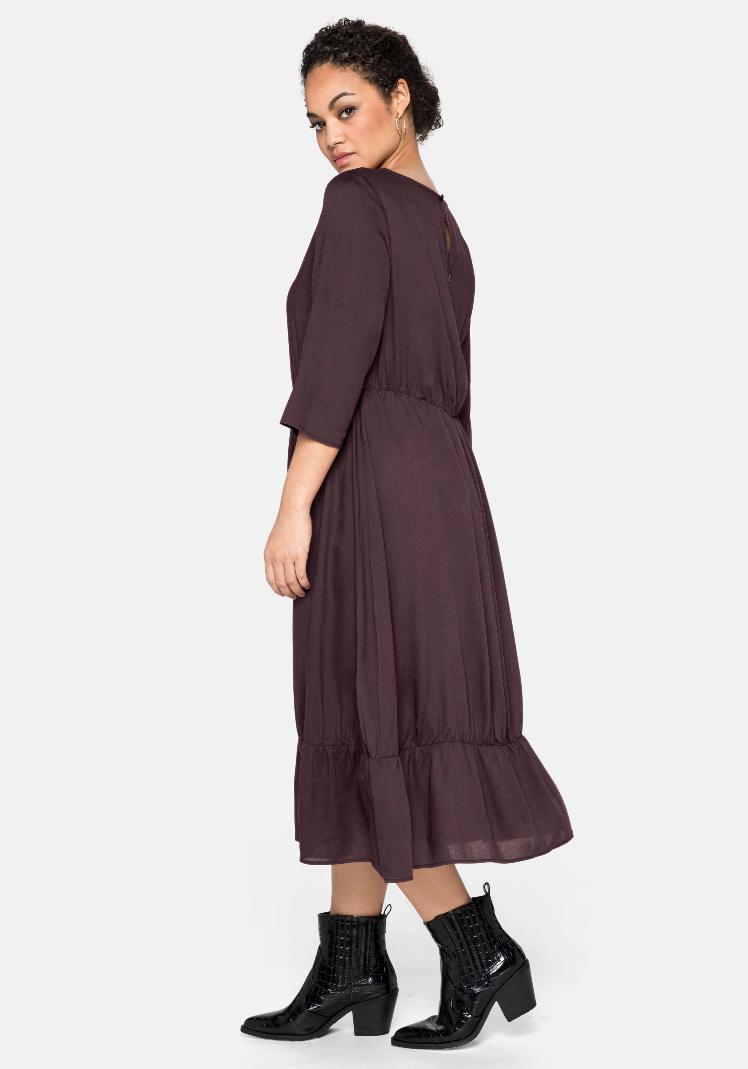 Kleid mit 3/4-Ärmel und Volant am Saum