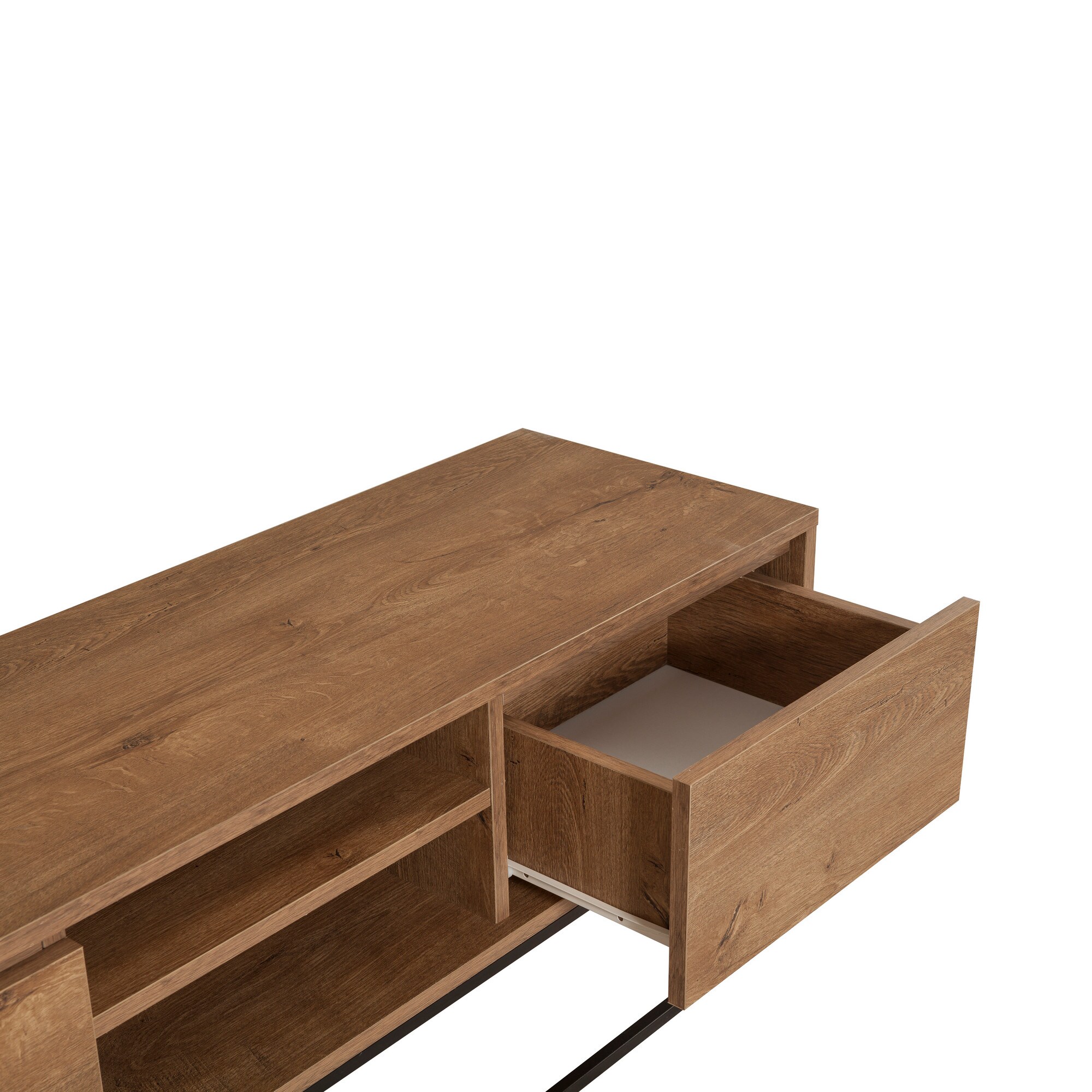Homtex Moderner Industrieller TV-Ständer - 140x50 cm - Walnuss und Schwarz
