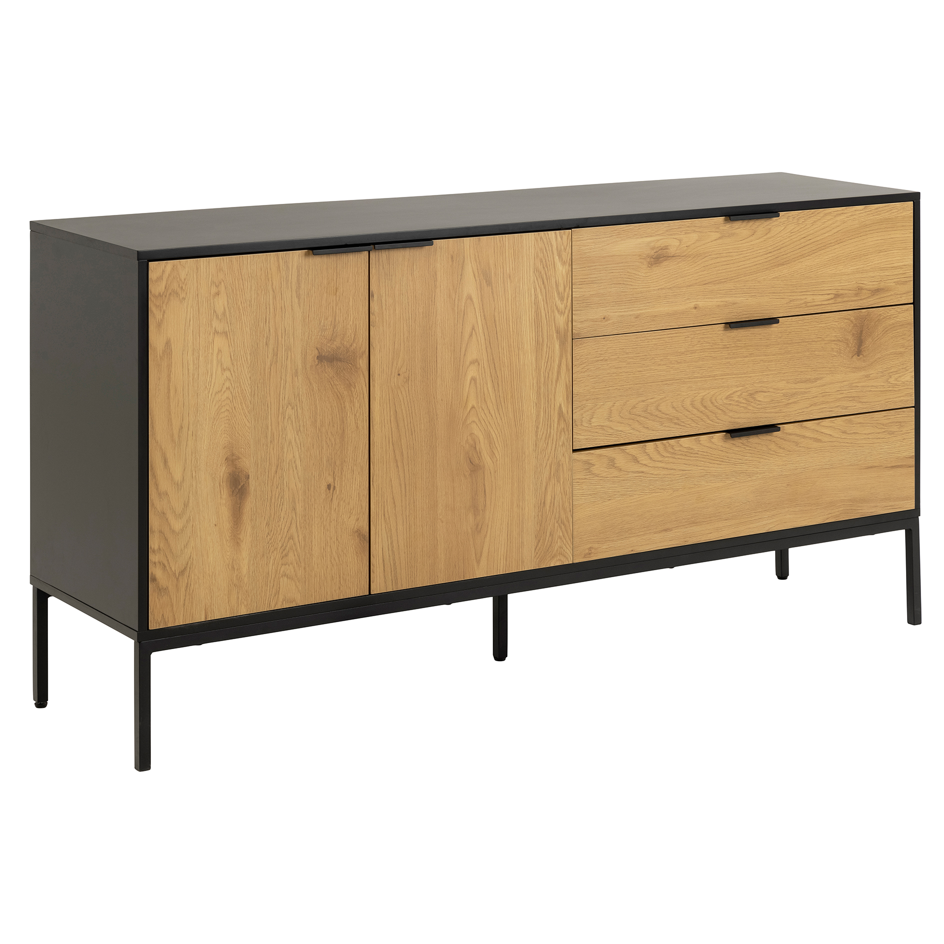 Anrichte SEAFORD - schwarz - Wildeiche - 160 cm