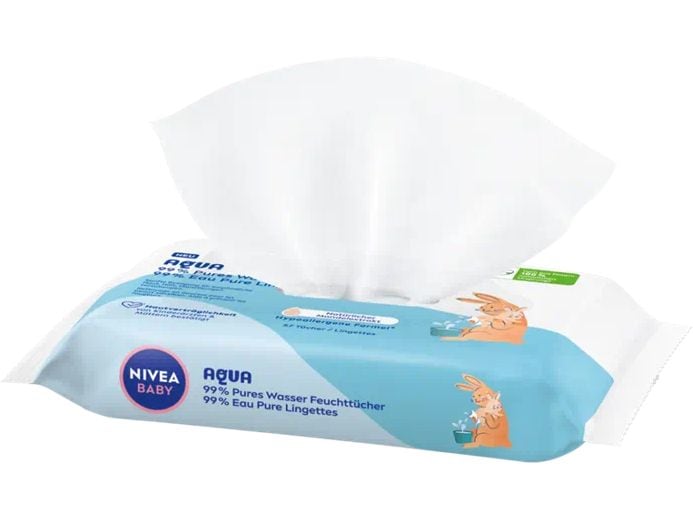NIVEA BABY Feuchttücher Aqua Feuchttücher aus 99% Wasser reinigen die zarte Babyhaut besonders sanft und schonend