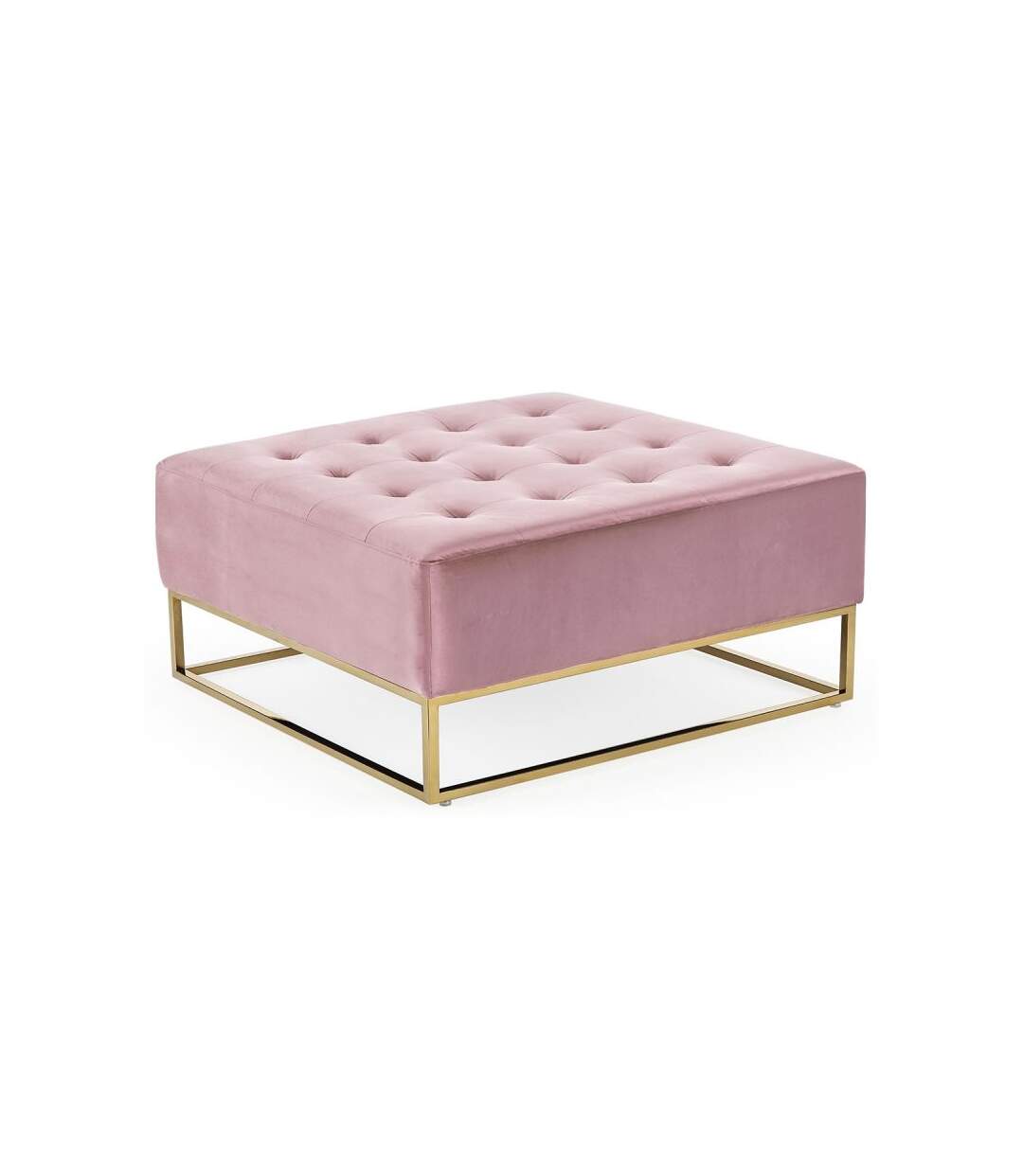 Paris Prix - Pouf Carré En Velours lakota 90cm Rose
