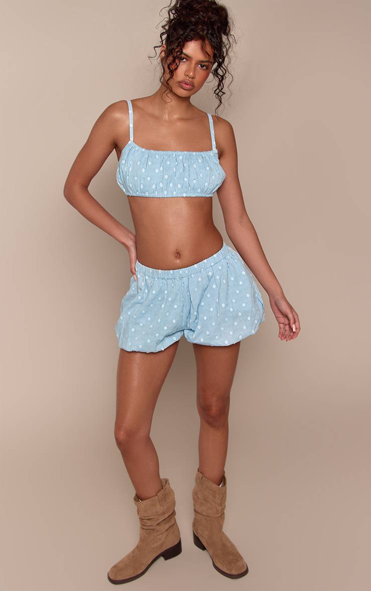 Bleu Layette Ensemble Short Bouffant À Pois En Coton