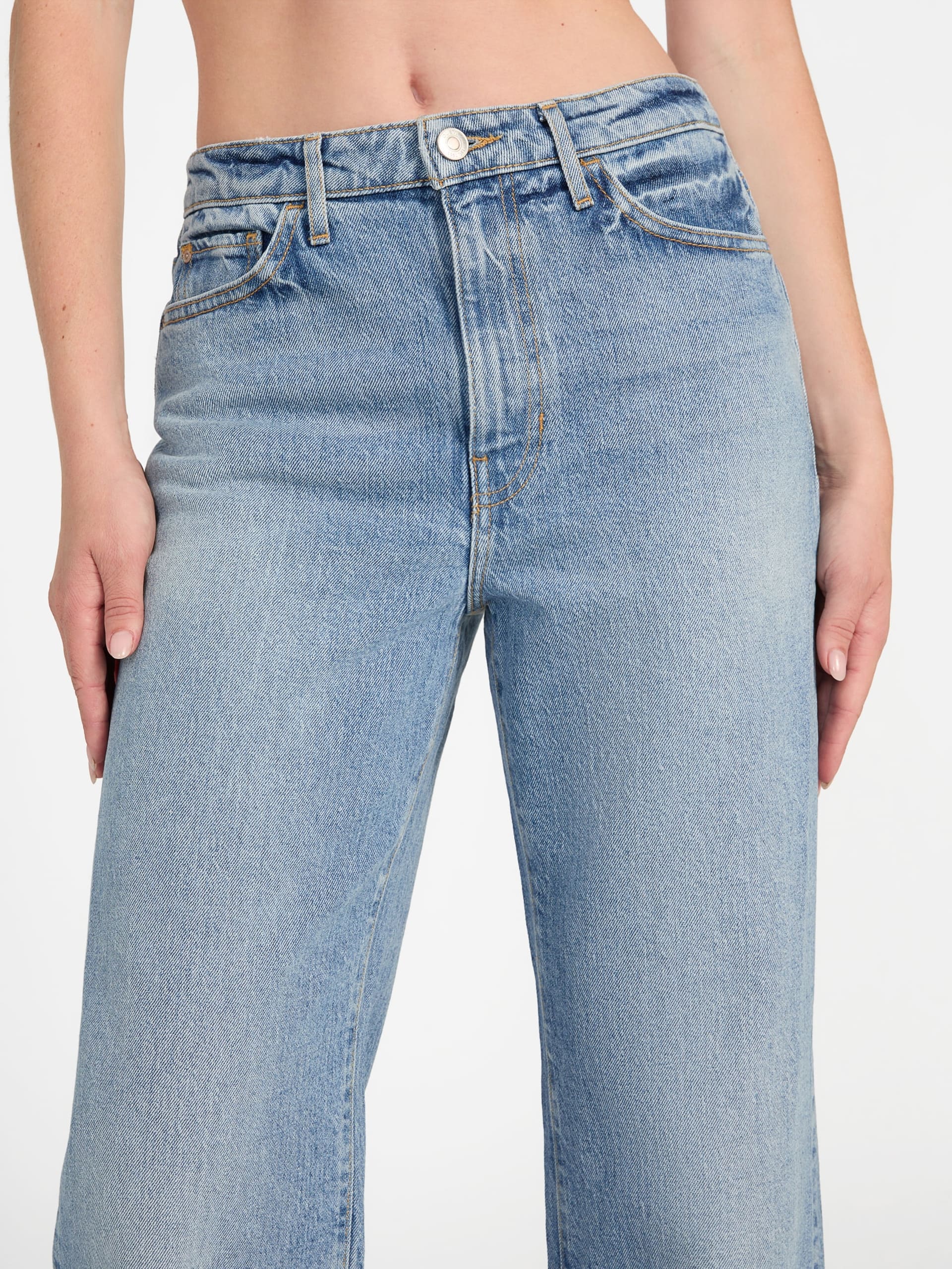 Calça jeans reta de cintura alta ecológica