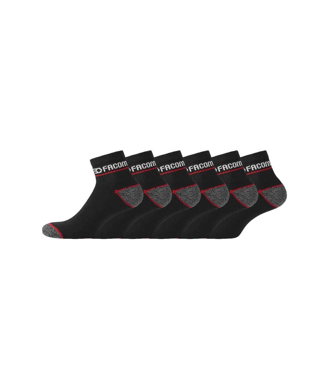 Lot de 6 Paires de Chaussettes Quarter de travail homme Red