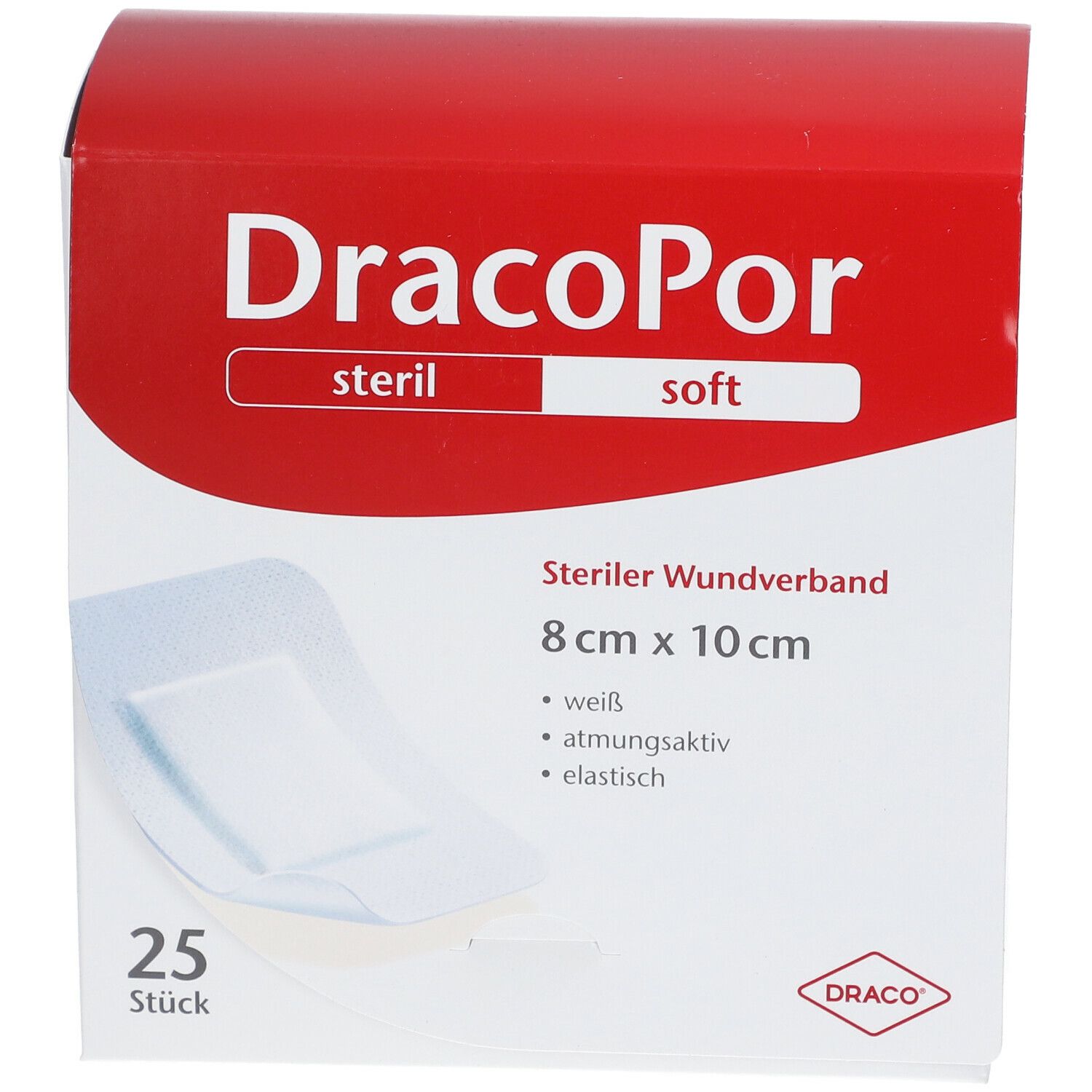 DracoPor Wundverband Soft weiß steril 10 x 8cm