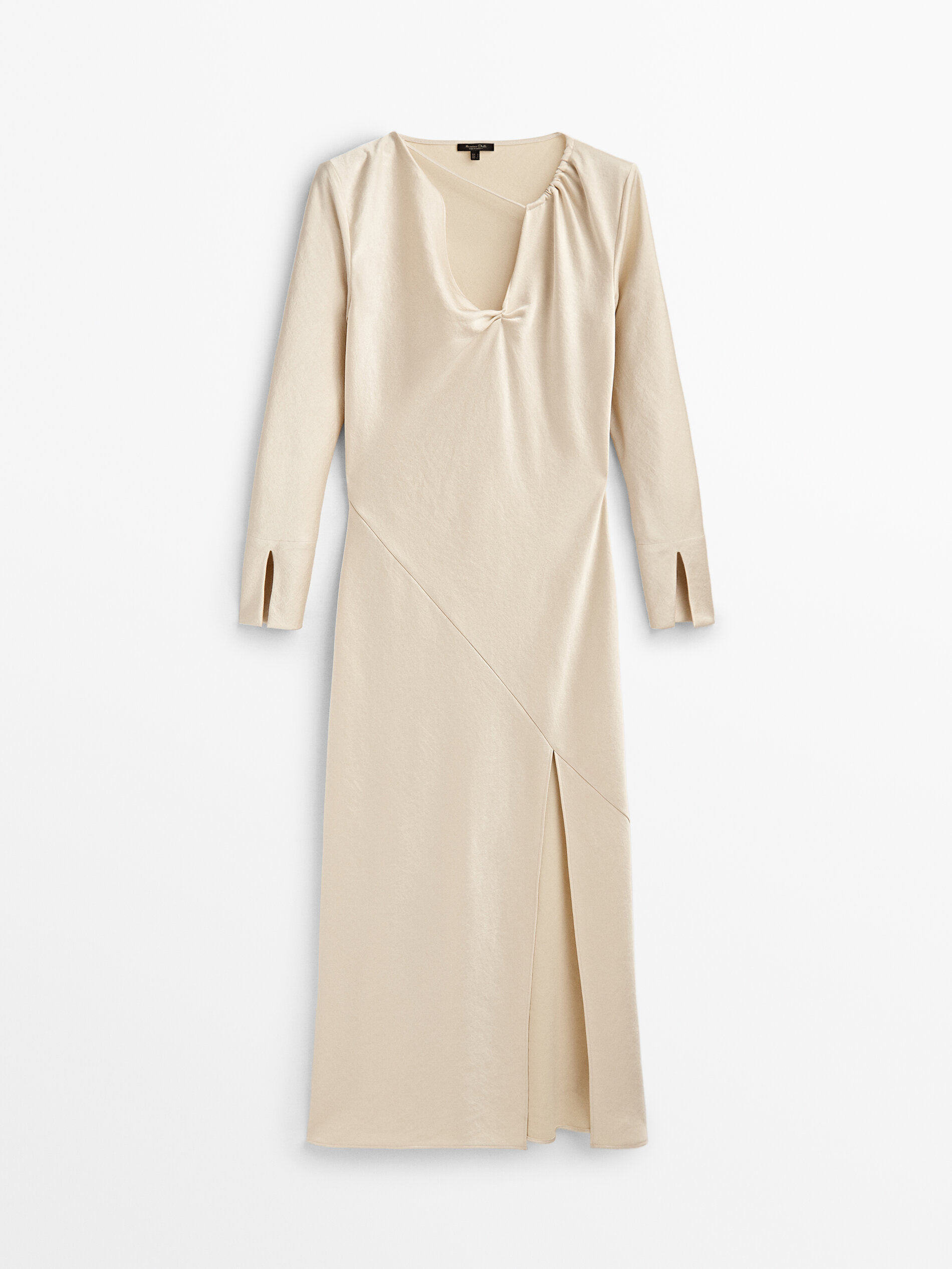 Vestido amplo de cetim com recortes - CHAMPÁN