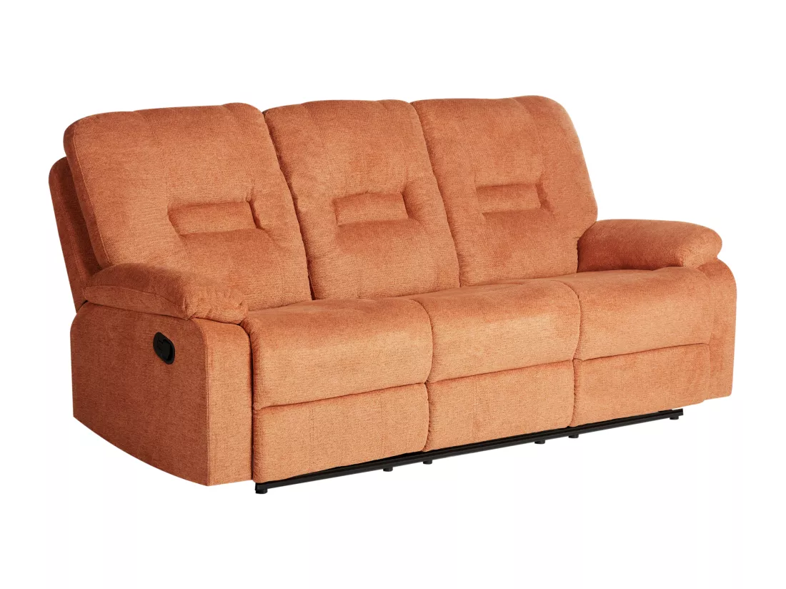 Canapé inclinable manuellement 3 places en tissu orange BERGEN