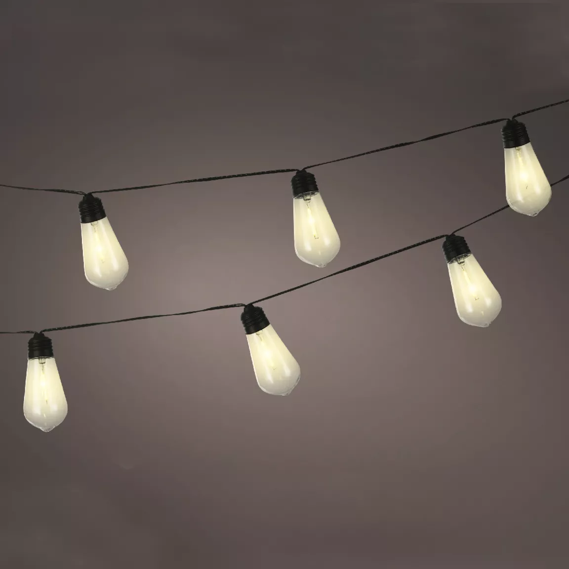 Guirlande lumineuse solaire 1,8 m 10 LED Guinguette Noir et blanc chaud