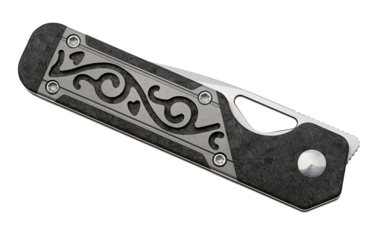 Kizer Mini Militaw Ki3634SA4 Frame Lock, Satin S45VN, Grey Titanium, Carbon Fiber, zakmes, Jonathan Styles design