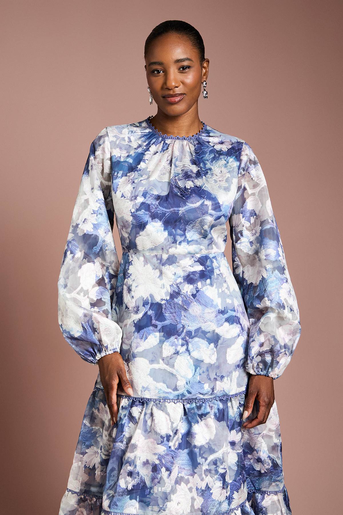 Coast Robe Volumineuse en Jacquard de Satin Imprimé