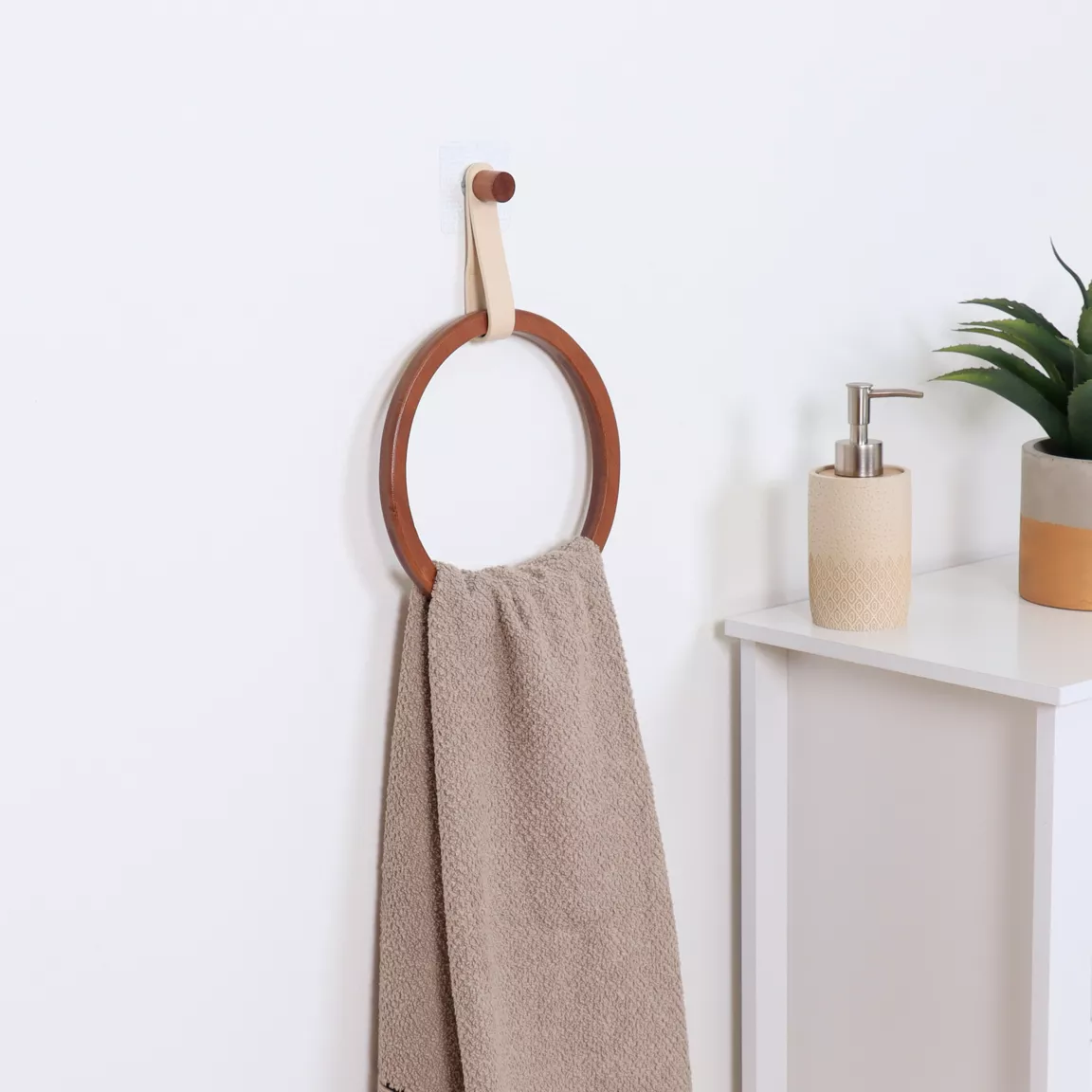 Porte serviette adhésif arrondi (D21 cm) Season Color Beige