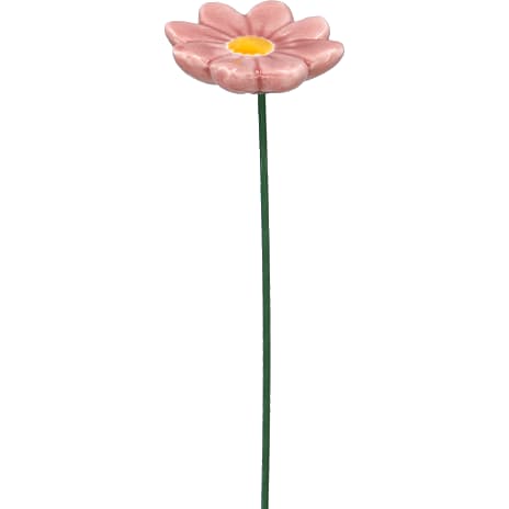 Keramikblomst på pind 28 cm - flere varianter - assorteret