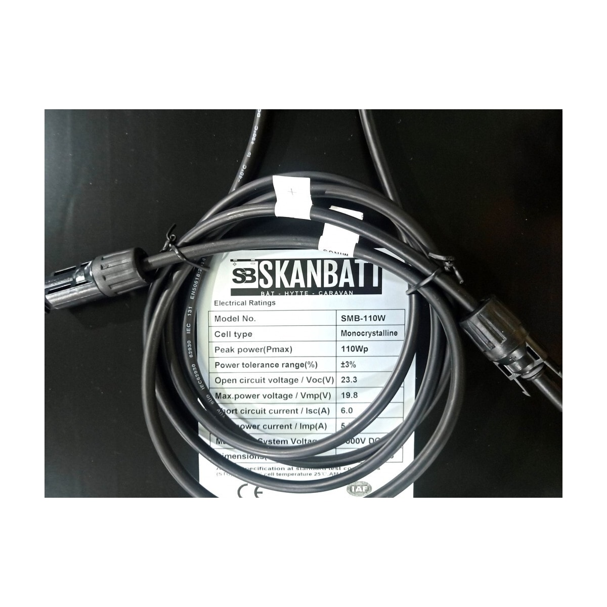 SKANBATT Solcellepanel 110W - All Black - Mono - PERC - 1070x550x30mm