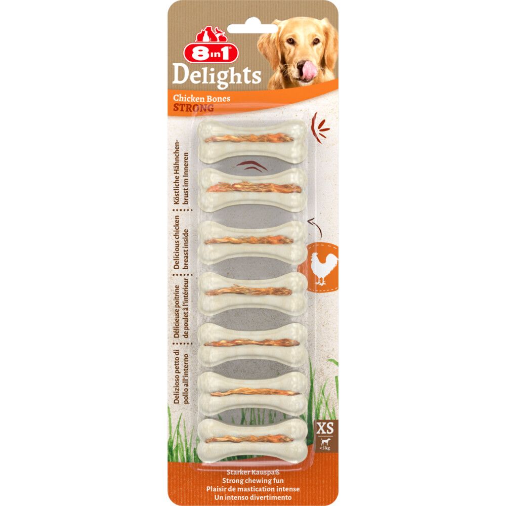 8in1 Delights Bones Strong Kip XS7 stuks