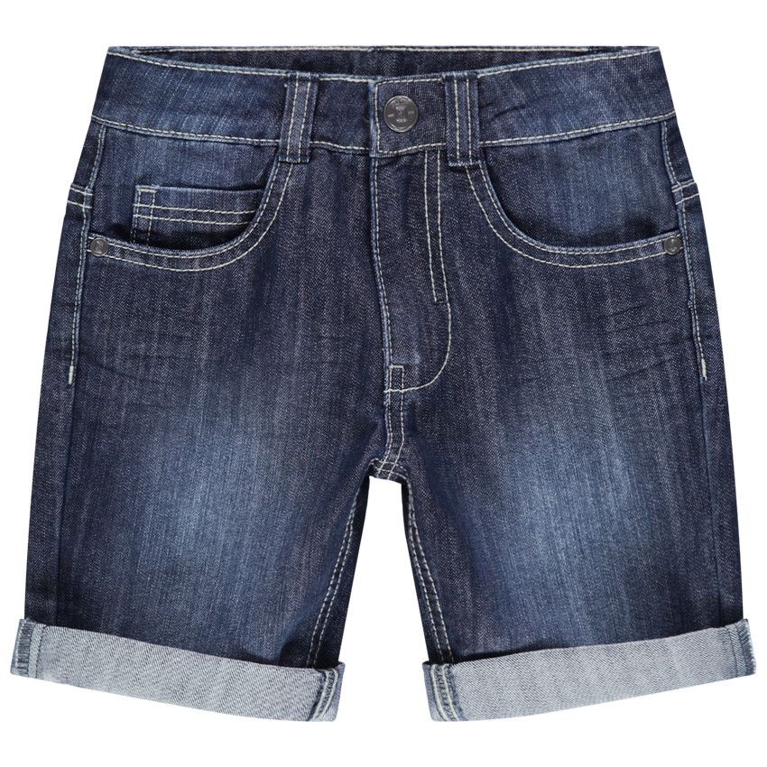 Bermuda en jean effet used et crinkle - Bleu moyen