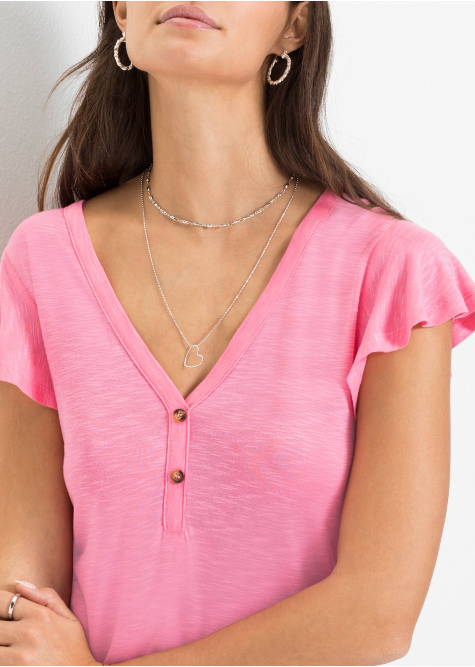 T-shirt long avec boutons