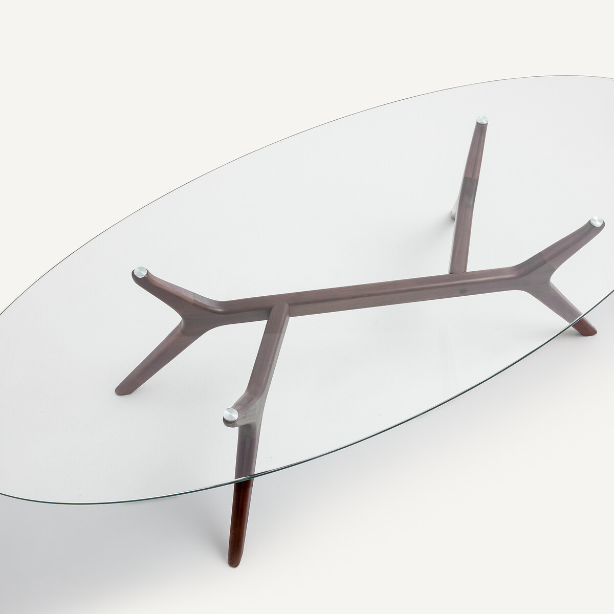 AM.PM<br>Mesa de centro elíptica em nogueira e vidro, Maricielo