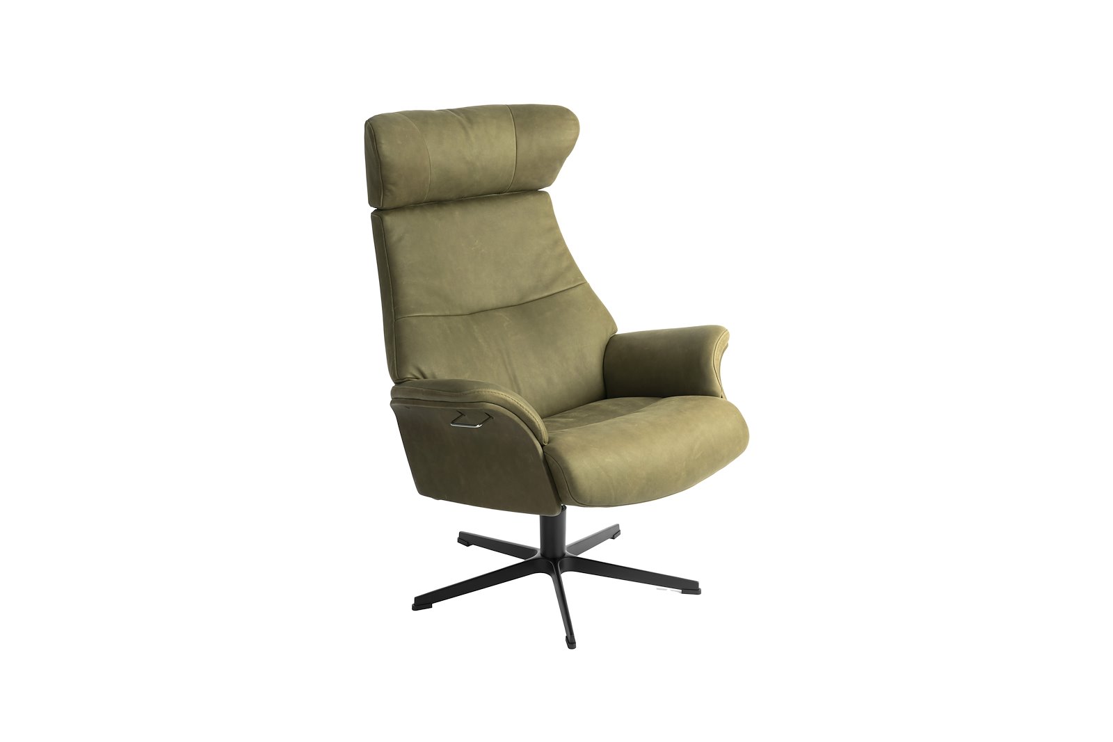 Air Lenestol I hud Grizzly 1518-28 Olive, Standard svingfot sort alu. Skrog helkledd