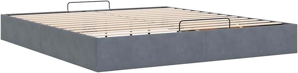 ACAGALA Polsterbett mit Bettkasten 200x200 cm, Doppelbett mit Stauraum, Bettgestell mit Lattenrost, Bettrahmen ohne Matratze, Boxspringbett für Schlafzimmer, Gästezimmer, Samt, Dunkelgrau