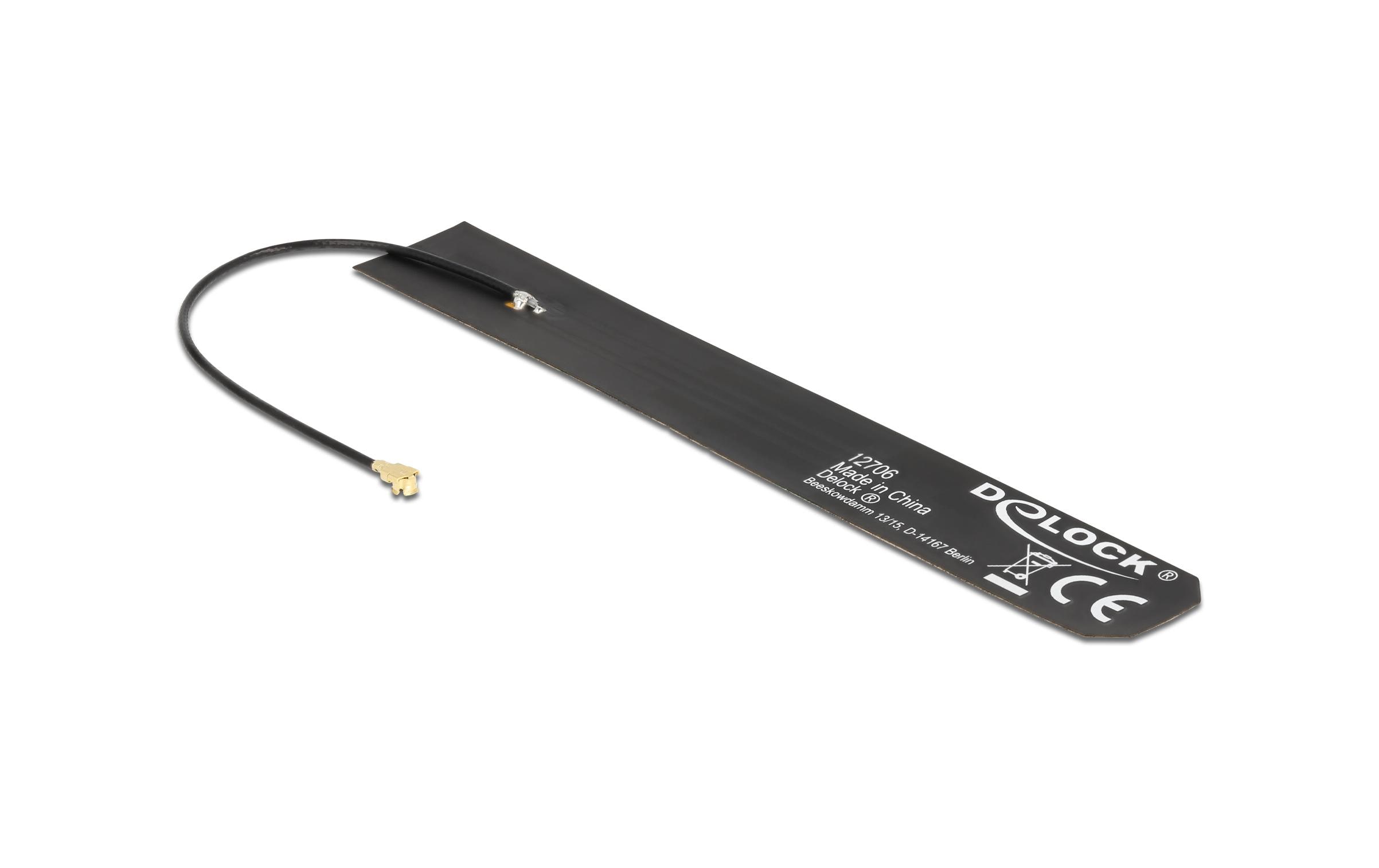 5G/LTE-Antenne MHF I Stecker MHF I 4 dBi RundstrahlDelock 5G LTE Antenne MHF I kompatibler Stecker 0 - 4 dBi omnidirektional FPC