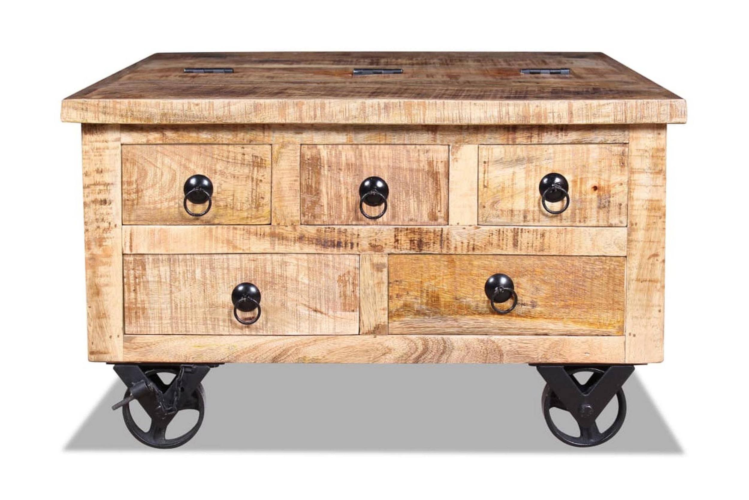 vidaXL Couchtisch Raues Mangoholz 70x70x40 cm