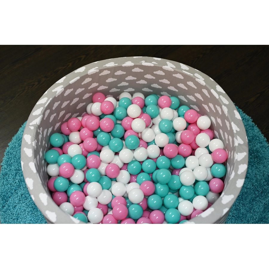 knorr toys® Bällebad soft - Grey white clouds -300 balls rosecremelightblue grau