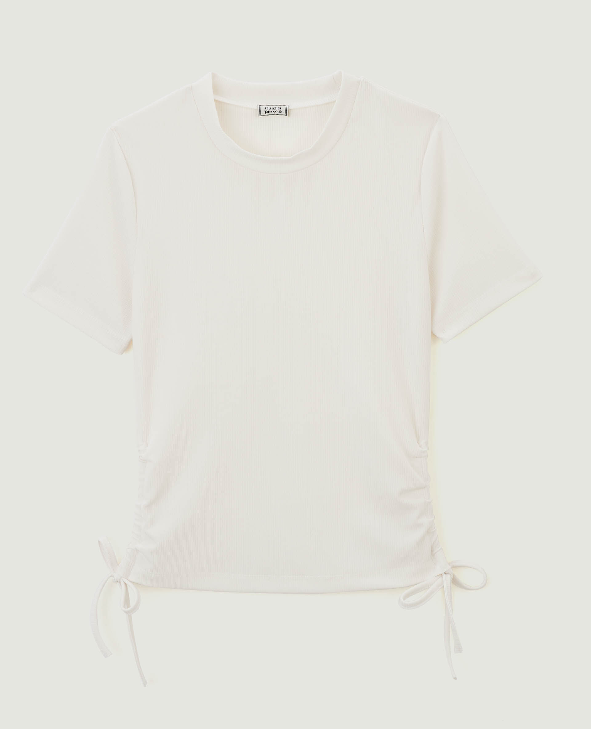 Top maille côtelée avec noeuds - Blanc