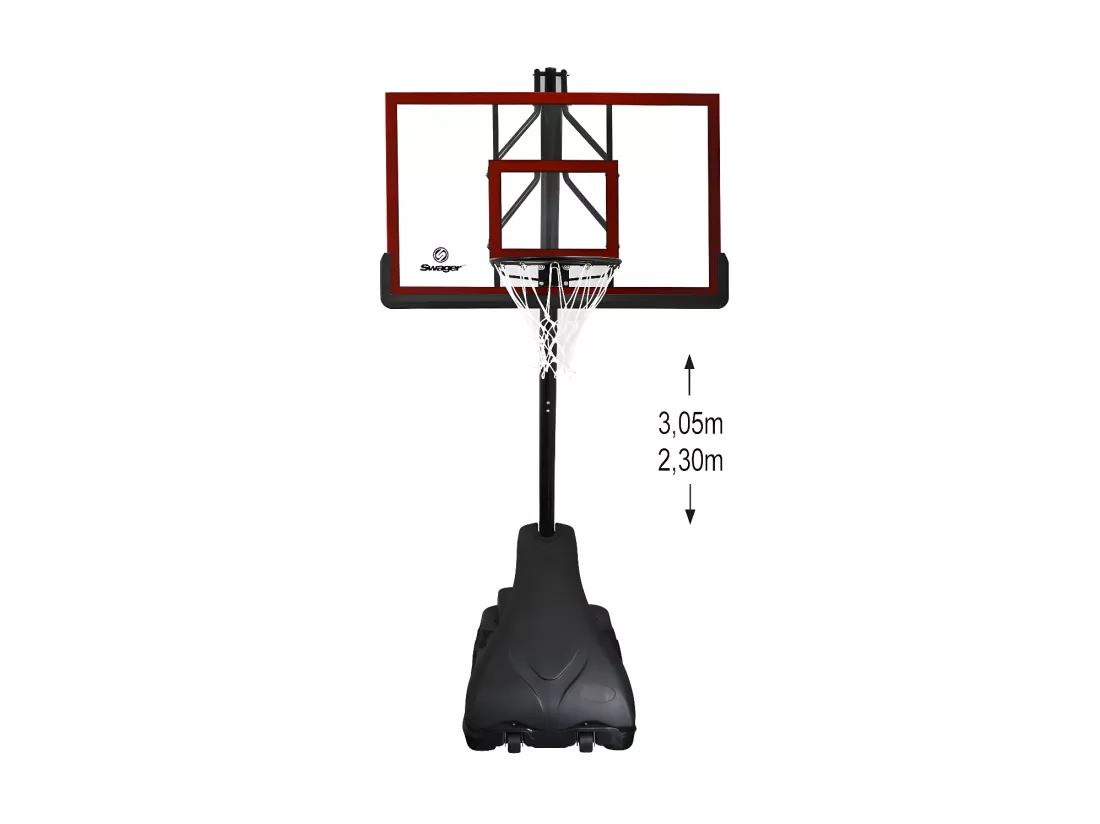 Panier de Basketball Pro Deluxe Platinium sur Pied et Mobile, Hauteur Réglable de 2,30m à 3,05m