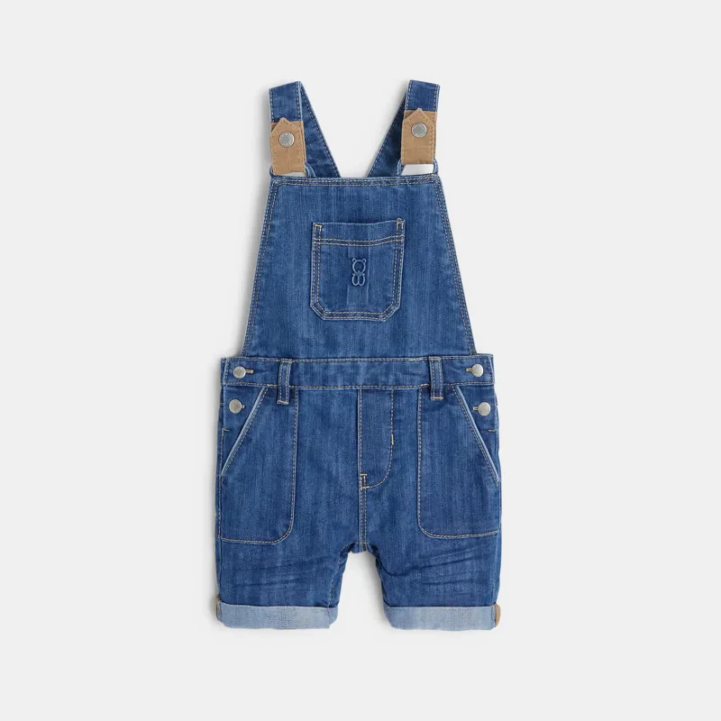 Salopette courte denim bleue bébé garçon Bleu