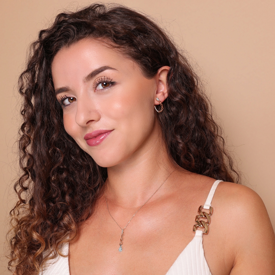 Collier mit Anhänger 750/18 K Roségold mit Diamanten 0.19 ct H/si