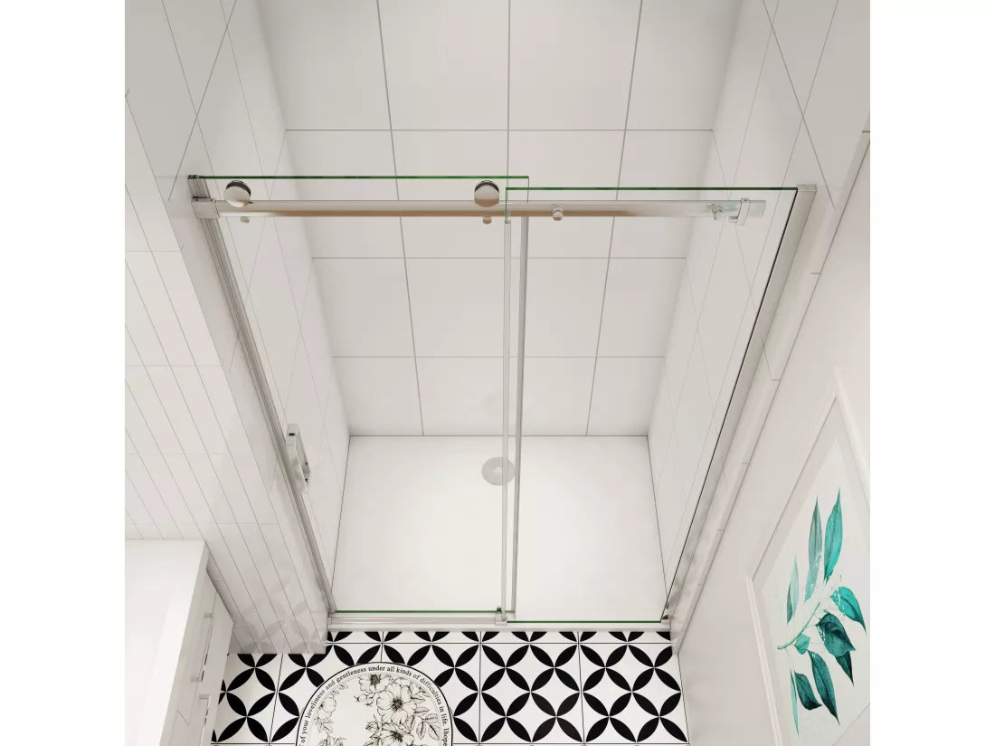 Aica porte de douche coulissante chromé 110x195cm, 8mm verre sécurit anticalcaire, installation en niche,Paroi de douche avec porte coulissante