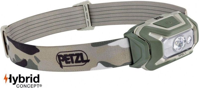 Petzl Aria 1 RGB een compacte hoofdlamp met 350 lumen camo