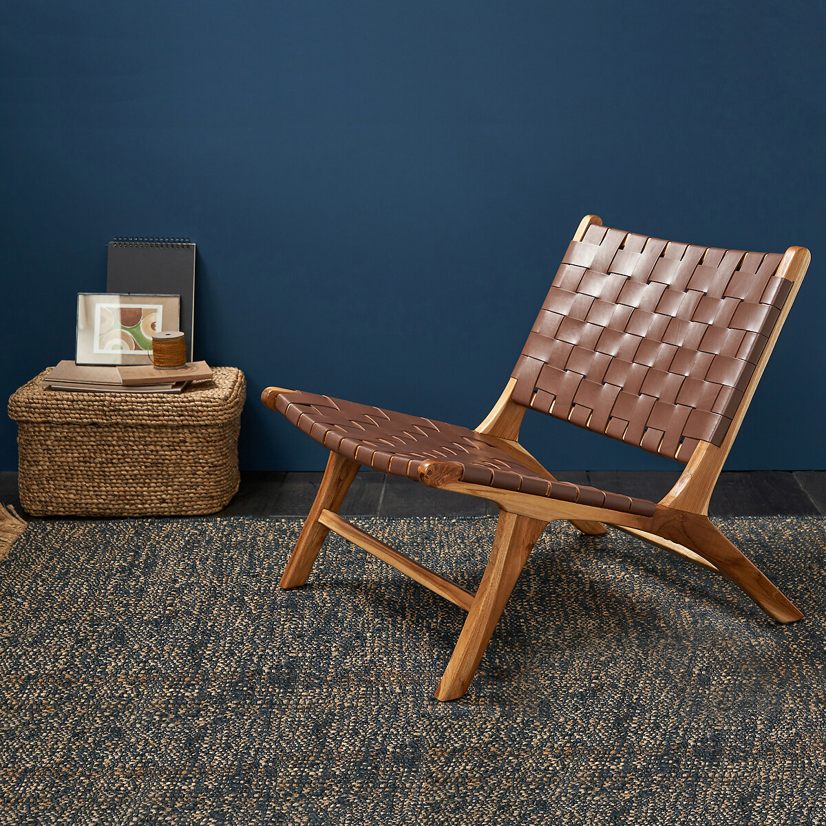 LA REDOUTE INTERIORS<br>Poltrona de teca e couro, Amanda