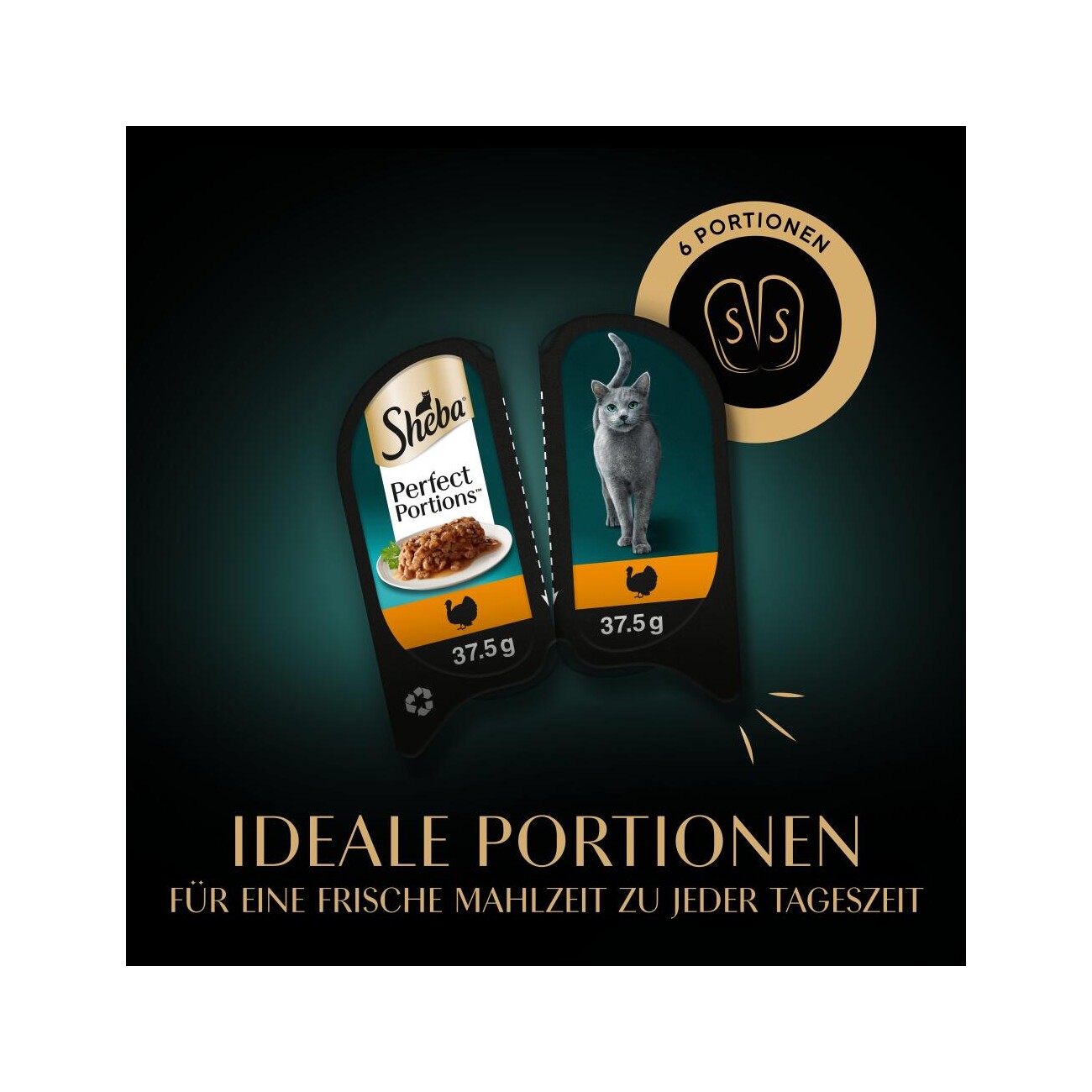 Sheba Perfect Portions Nassfutter Katze, Truthahn in Sauce 6x75 g Truthahn