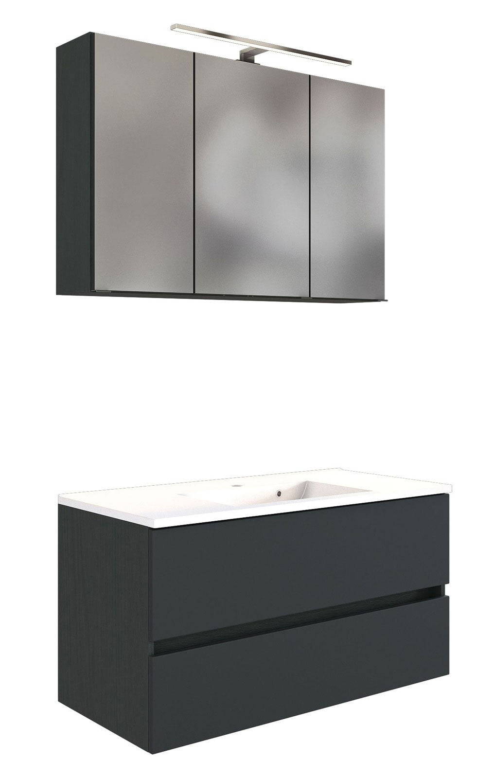 Badmöbelset Baabe 100 x 200 cm weiß matt mit LED-Beleuchtung